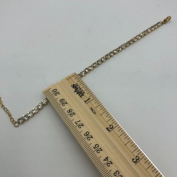 18K Gold Plated Stainless Steel "Tennis" Bracelet Cubic Zirconia Waterproof - Picture 13 of 13